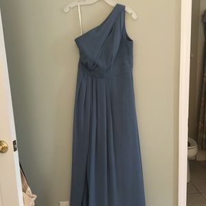 David's Bridal Steel Blue Bridesmaid dress